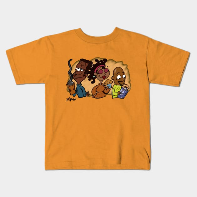 The Aroma of the Bookstore Cafe Kids T-Shirt by D.J. Berry